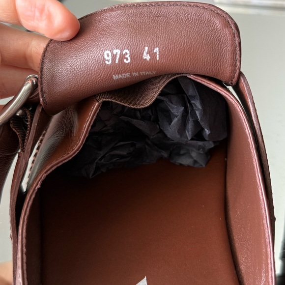 Worn once PRADA Brown Leather Fringed Shuffle Mules $1,250 41 - Picture 8 of 13